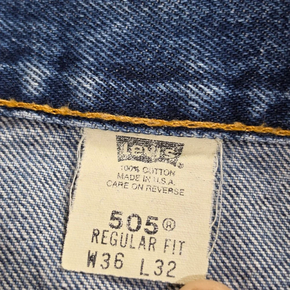 Vintage Levis 505 Jeans Mens 36x32 Blue Vintage 90s Made in USA Regular Fit